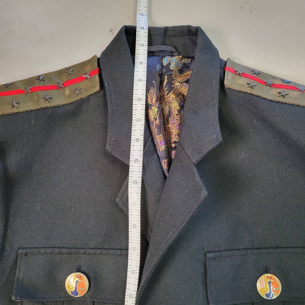 Edward Dada Military Style Jacket Dragon Lining Blazer Coat Large L - Picture 8 of 14